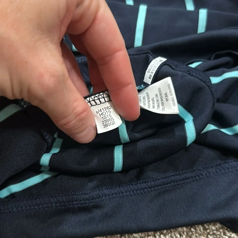 Greg Norman Tasso Elba navy and teal pullover 1/4 zip warm up golf shirt large